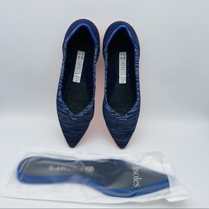 ROTHY’S The Point Pointed Flats Bright Blue Birdseye Points W9 Size 9